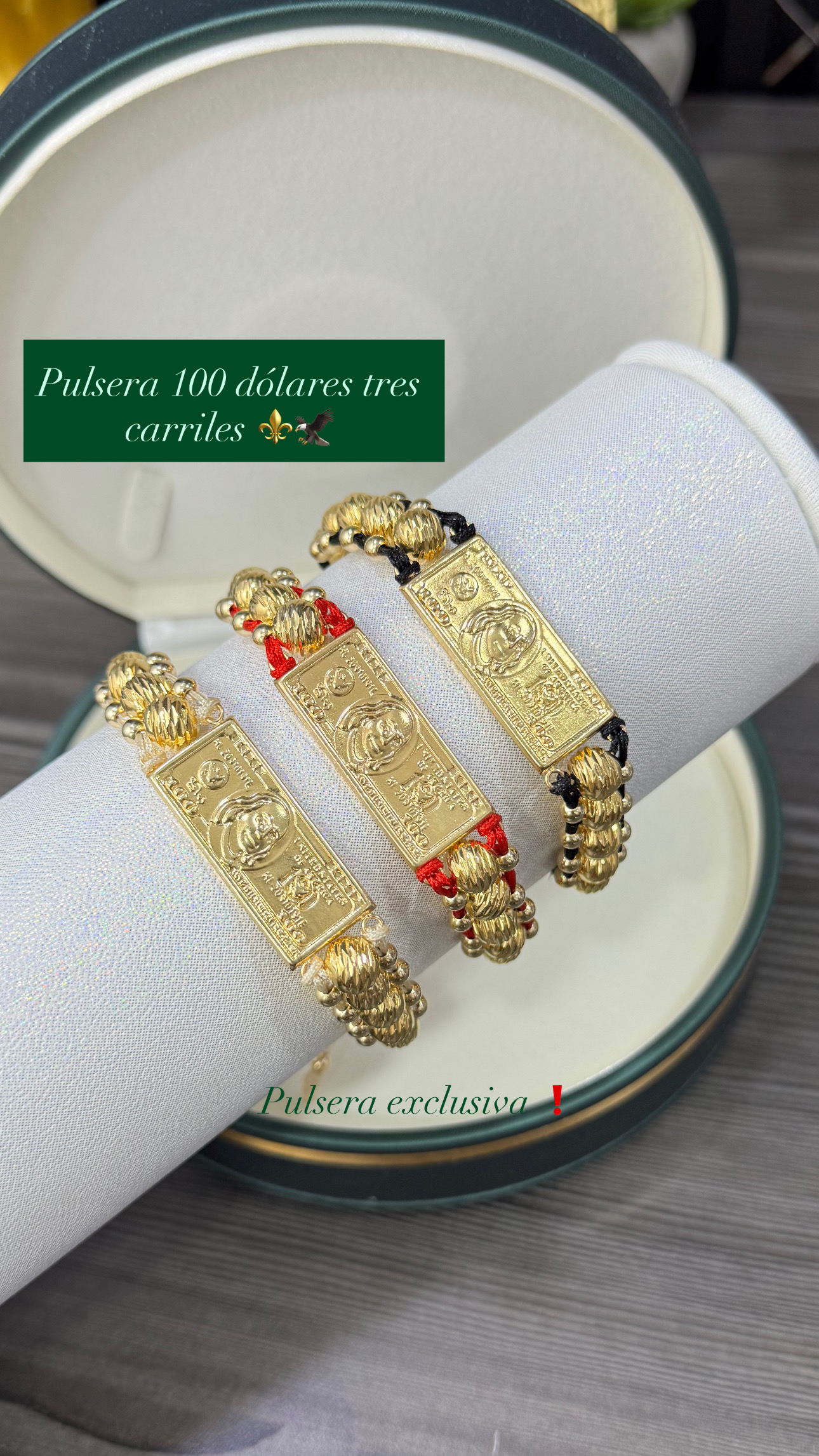 Pulsera 100 Dólares tres carriles